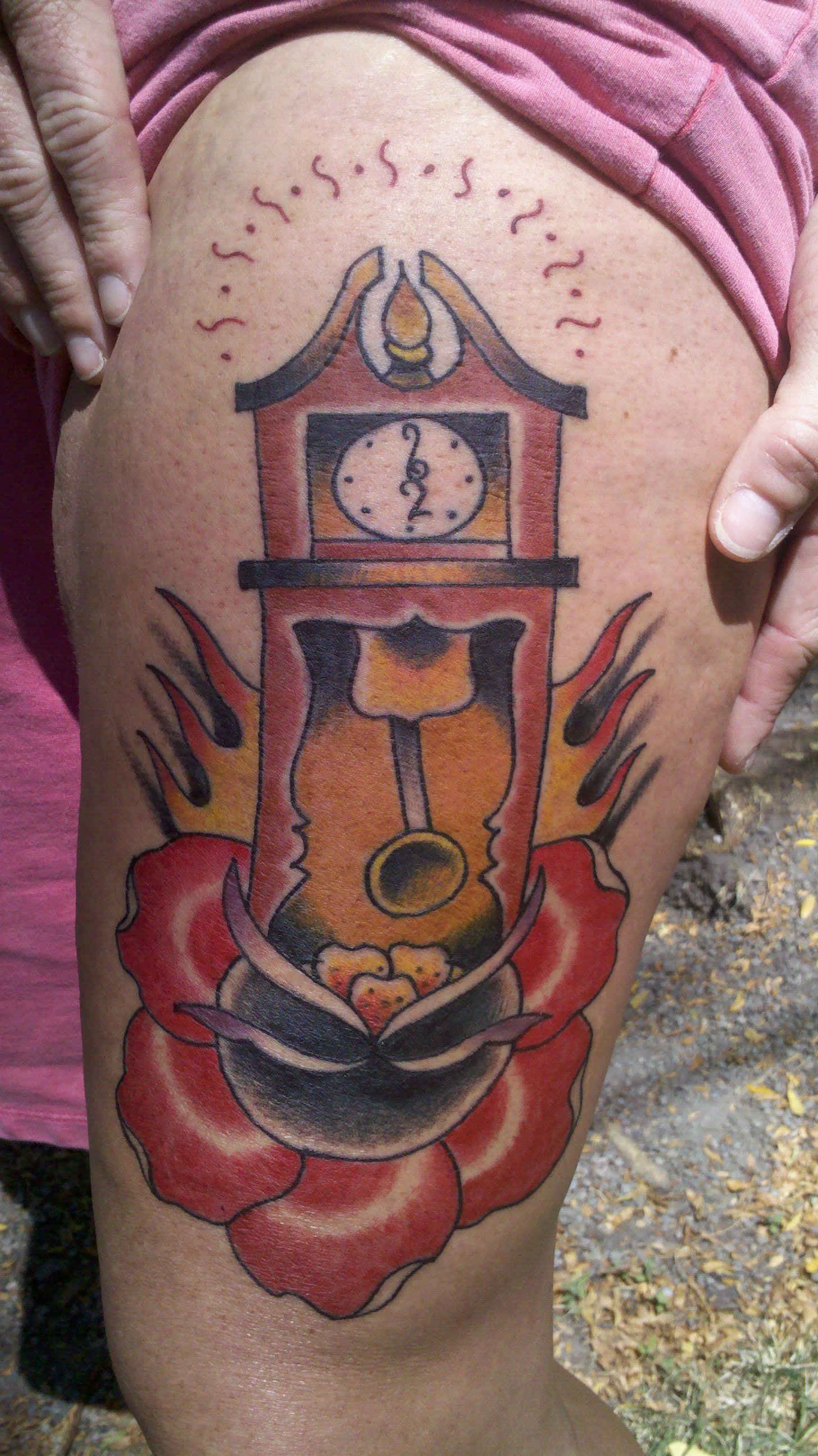 Traditional Grandfather Clock Tattoo